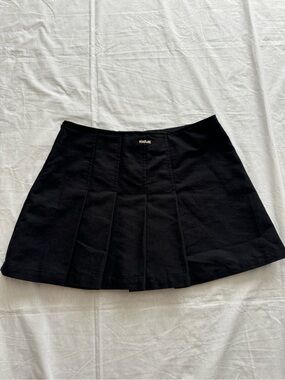 Killah Black Pleated Mini Skirt Y2K Low Rise Logo Jacquard Size S